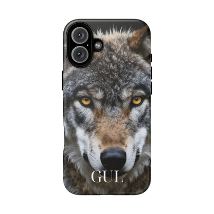 Wolf Eyes Phone Case — Fierce Wildlife iPhone Protective Case with ‘GUL’ Text