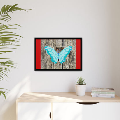 Blue Butterfly Framed Canvas Art – Matte Multi‑Color Wall Print