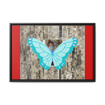 Blue Butterfly Framed Canvas Art – Matte Multi‑Color Wall Print