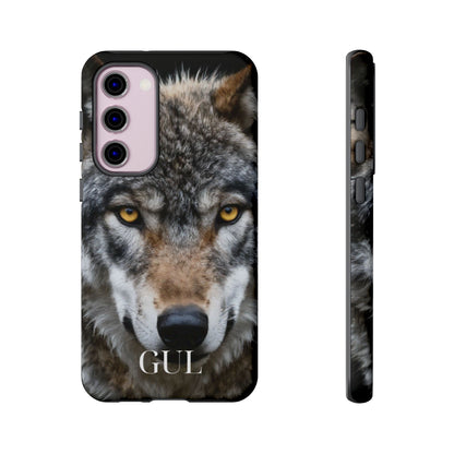 Wolf Eyes Phone Case — Fierce Wildlife iPhone Protective Case with ‘GUL’ Text