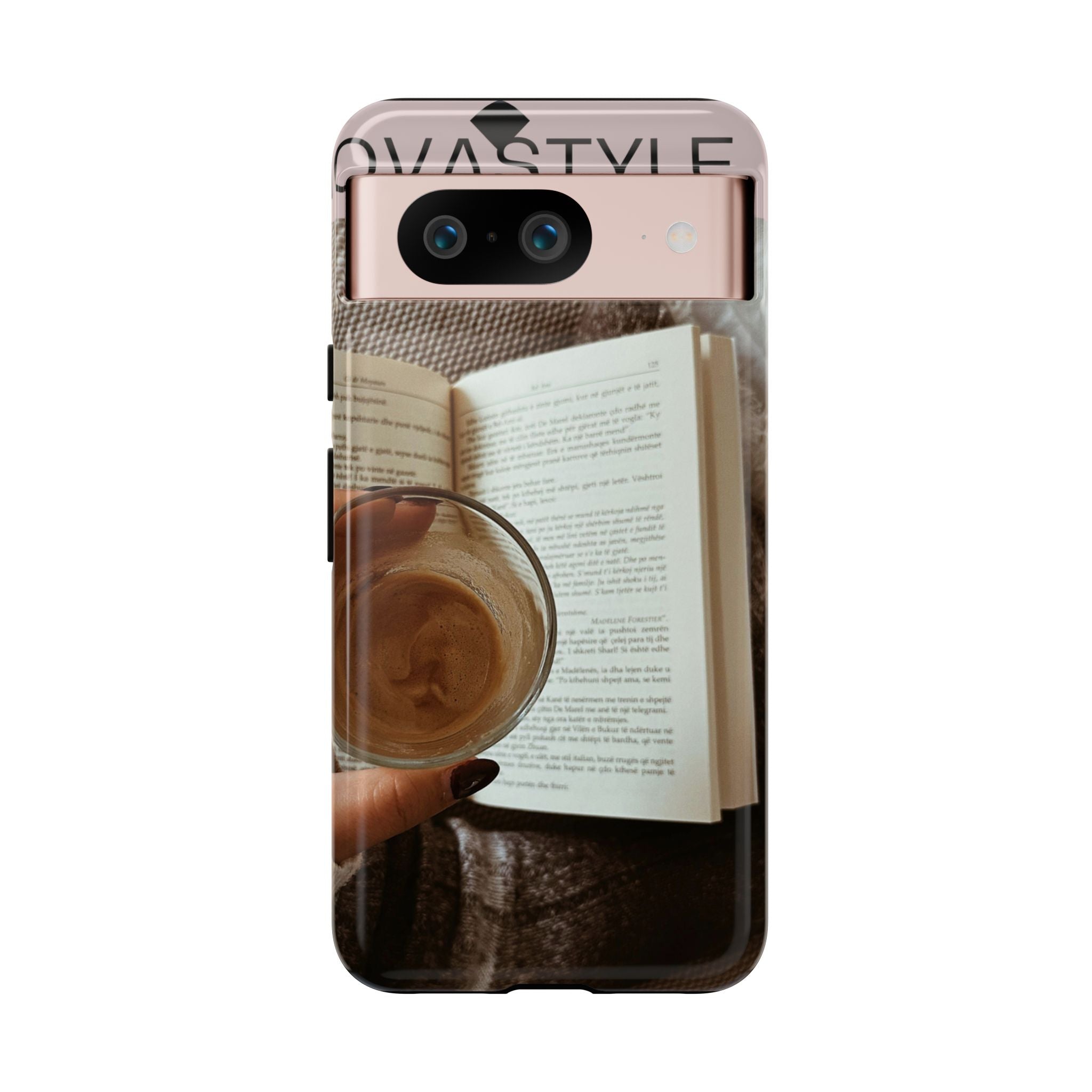 Cozy Reading Phone Case — Coffee &amp; Book Protective Cover