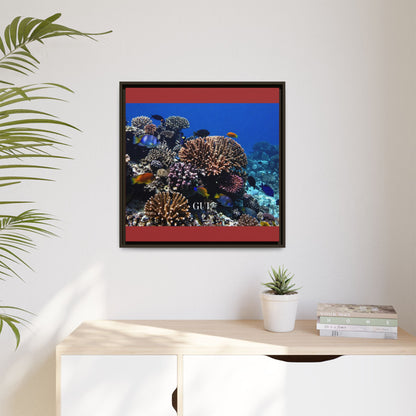 Framed Coral Reef Matte Canvas Wall Art — Tropical Ocean Photography Print
