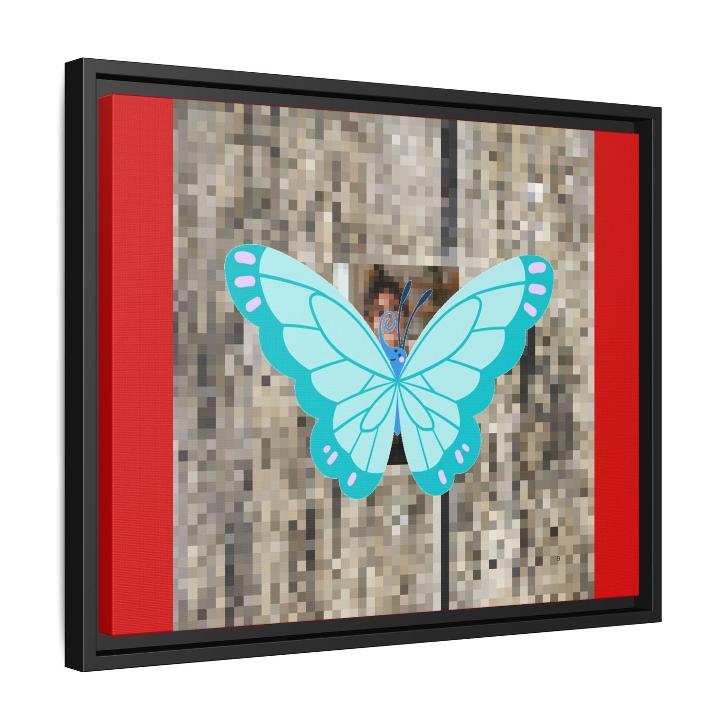 Blue Butterfly Framed Canvas Art – Matte Multi‑Color Wall Print