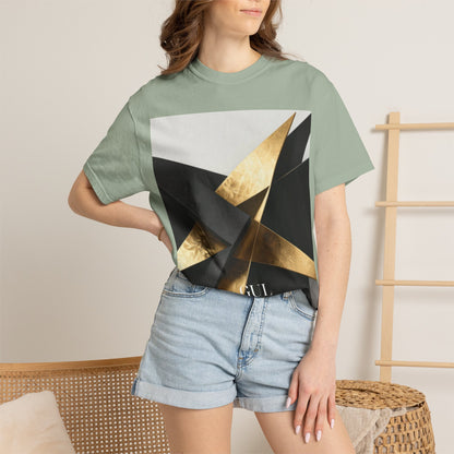 Graphic T-Shirt — Modern Gold Abstract &amp; Mountain Photo Print