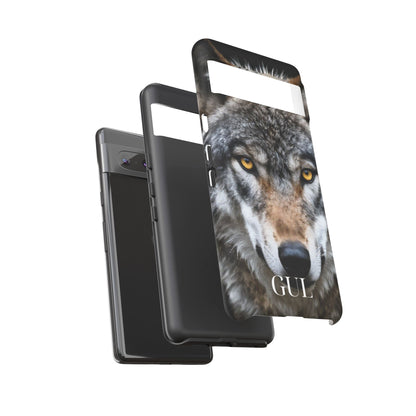 Wolf Eyes Phone Case — Fierce Wildlife iPhone Protective Case with ‘GUL’ Text