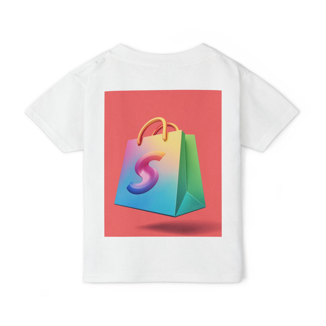 Custom Toddler T-Shirt | Neon Rainbow Shopping Bag Graphic Tee