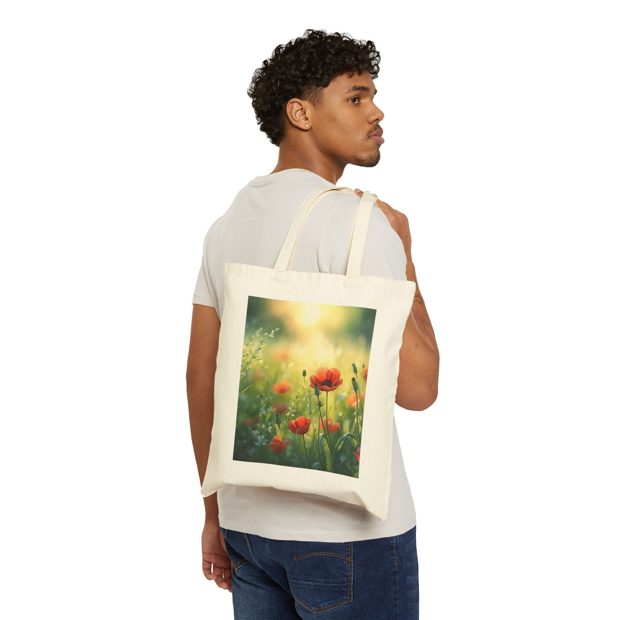 Custom Design Tote Bag | Seaside Gull & Sunlit Poppies Art Print