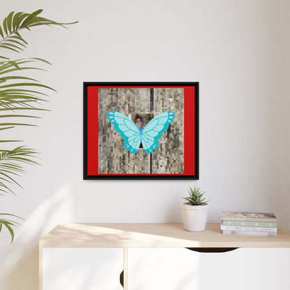 Blue Butterfly Framed Canvas Art – Matte Multi‑Color Wall Print