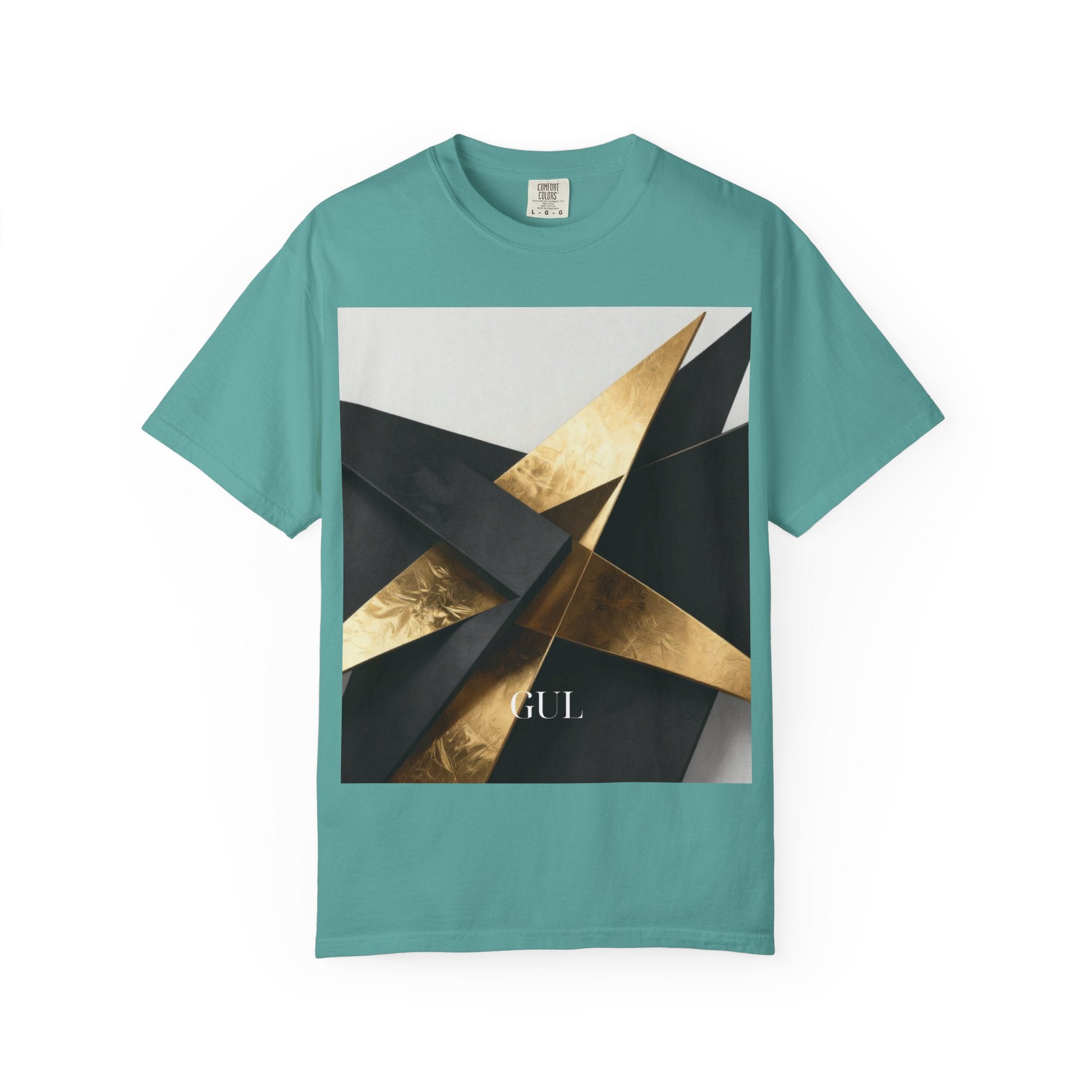Graphic T-Shirt — Modern Gold Abstract &amp; Mountain Photo Print