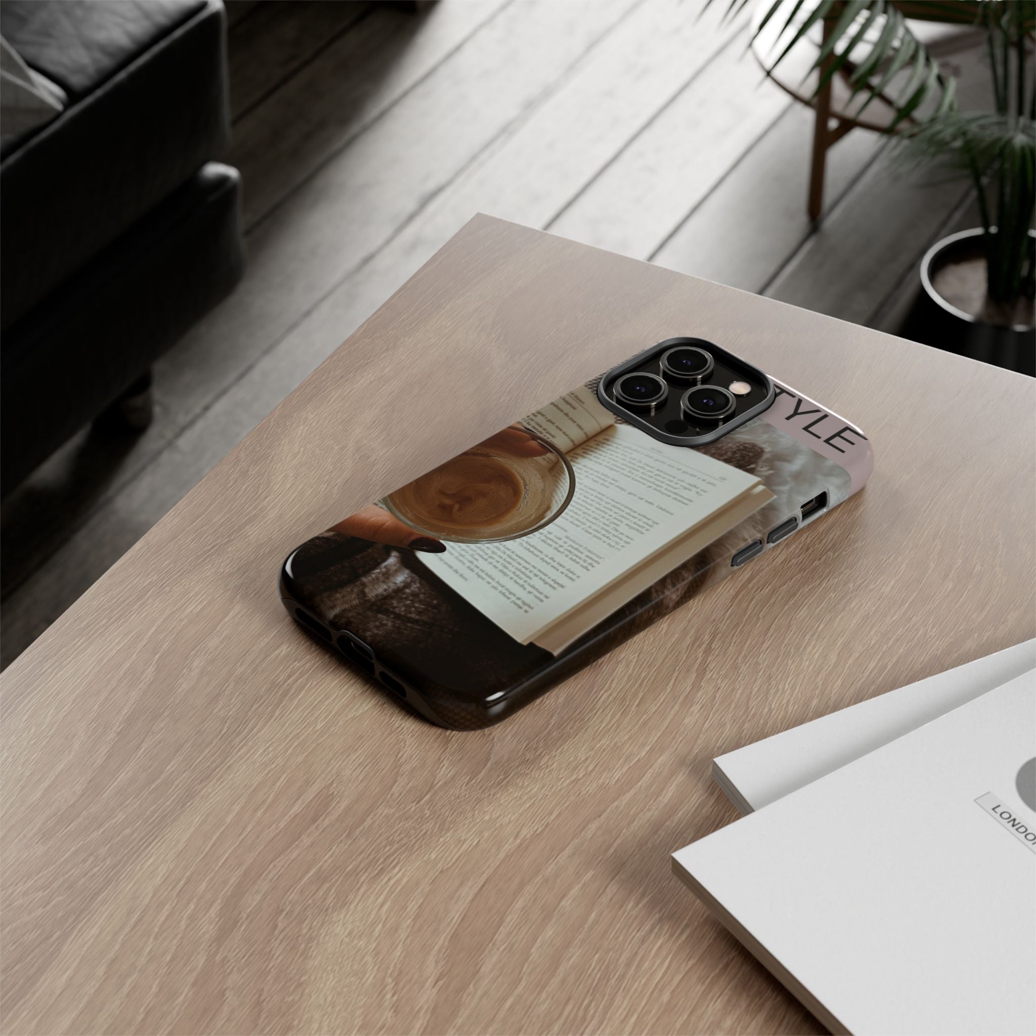 Cozy Reading Phone Case — Coffee &amp; Book Protective Cover