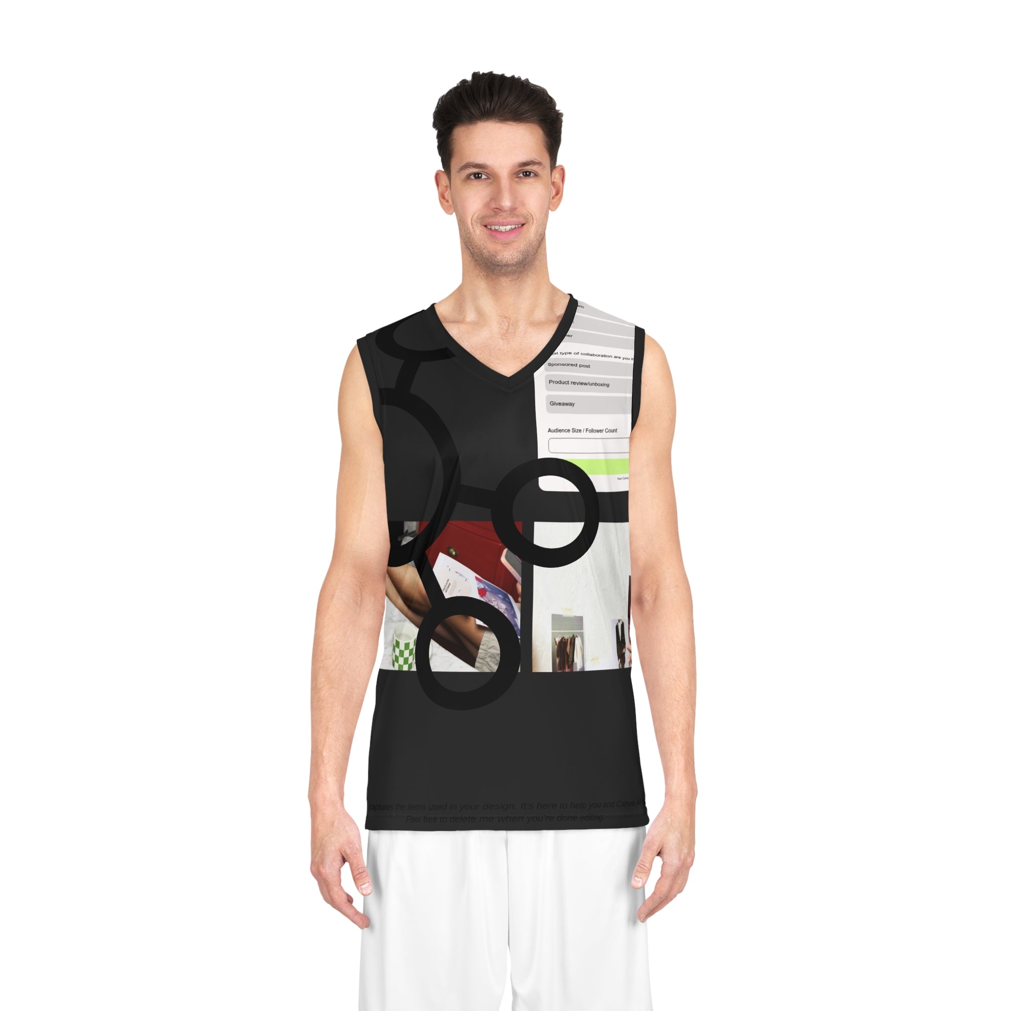 Abstract Red Basketball Jersey — All-Over Print Music &amp; Street Art Design