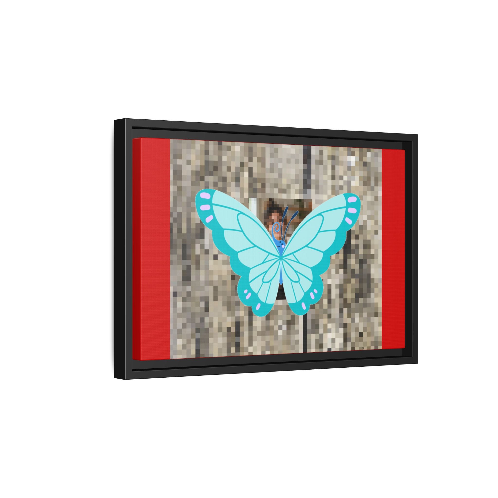 Blue Butterfly Framed Canvas Art – Matte Multi‑Color Wall Print
