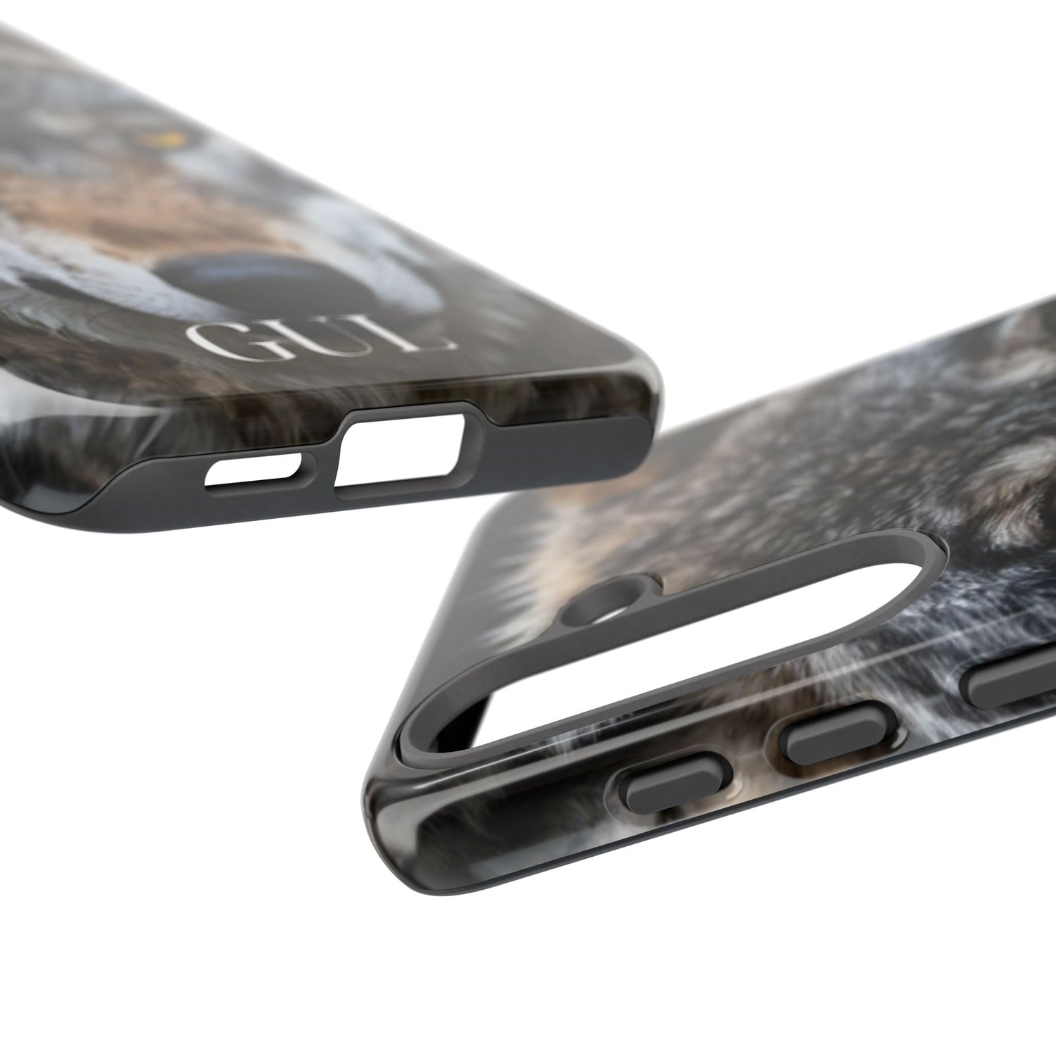 Wolf Eyes Phone Case — Fierce Wildlife iPhone Protective Case with ‘GUL’ Text