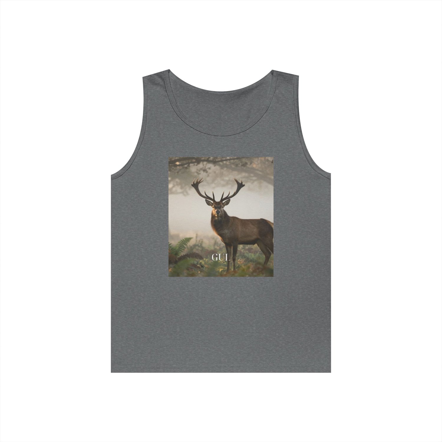Deer &amp; Cherry Blossom Art Tank Top — Nature Scene Graphic Tank
