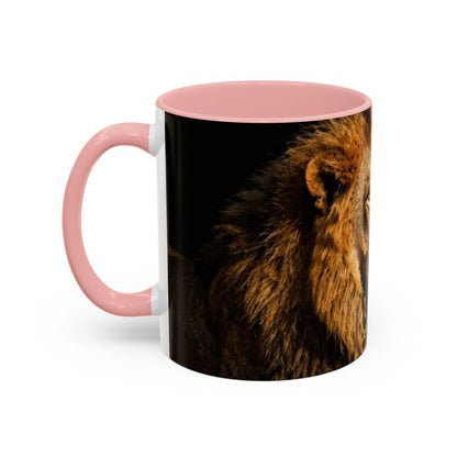 Majestic Lion Accent Coffee Mug — Bold Wildlife Portrait Tea Cup (11/15oz)