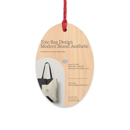 Bell-Shaped Wooden Ornament — Minimal Logo &amp; Illustration Holiday Decoration