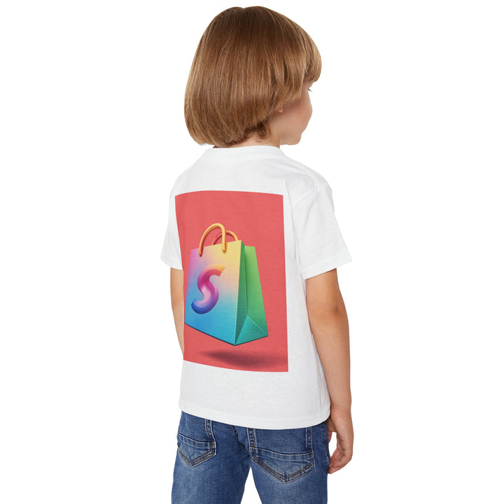 Custom Toddler T-Shirt | Neon Rainbow Shopping Bag Graphic Tee