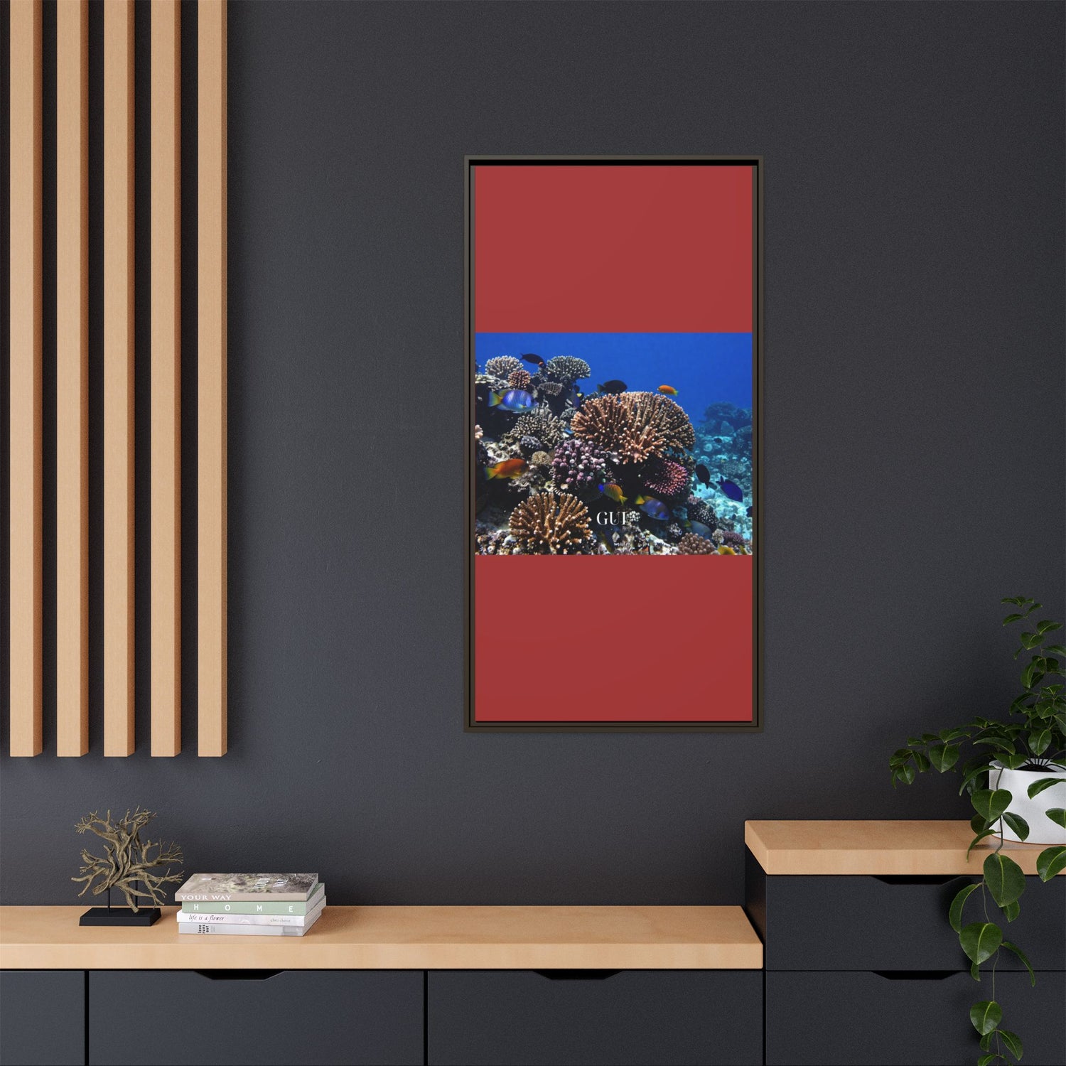 Framed Coral Reef Matte Canvas Wall Art — Tropical Ocean Photography Print