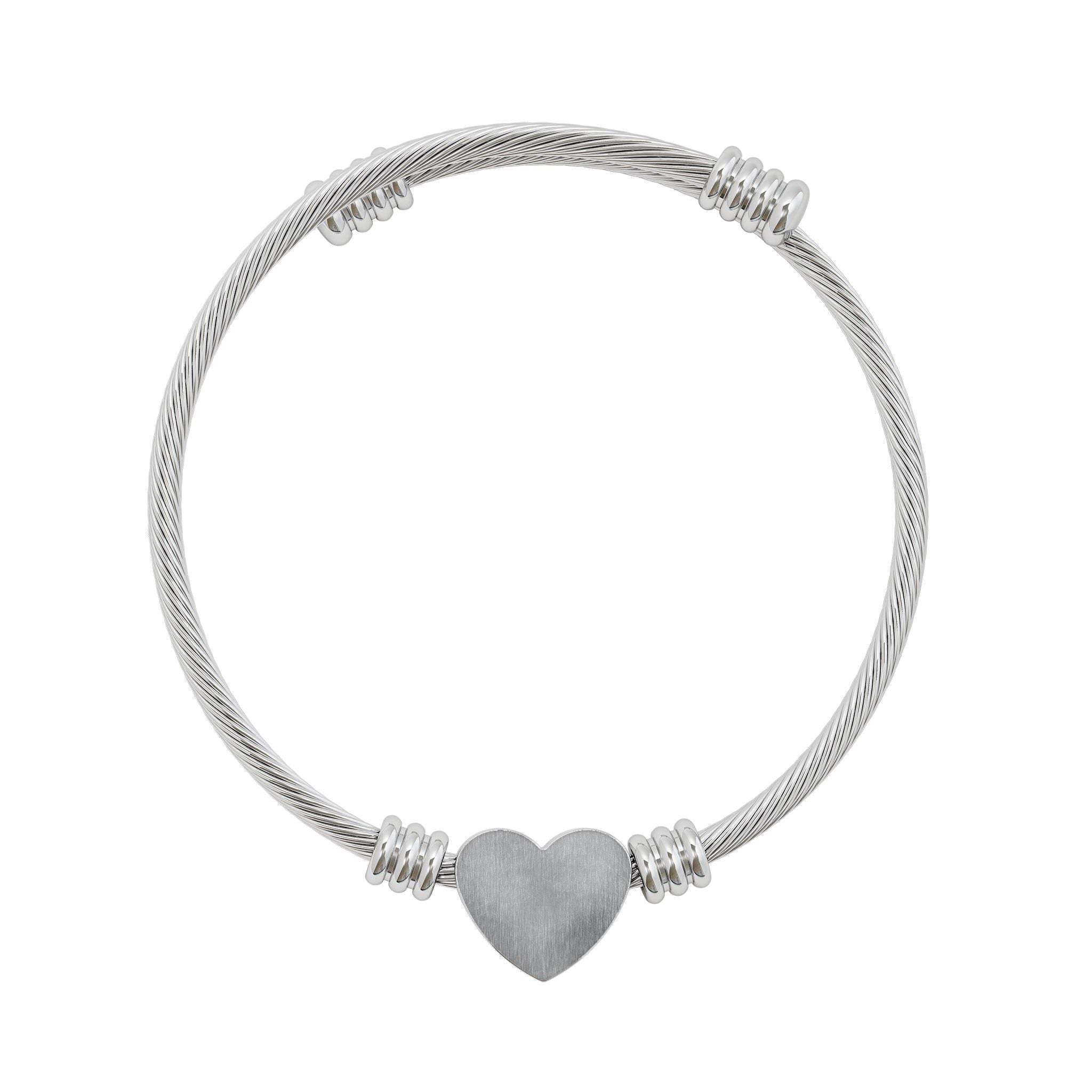 Engravable Heart Cuff Bracelet — Personalized Minimalist Bangle for Women (Silver &amp; Gold)