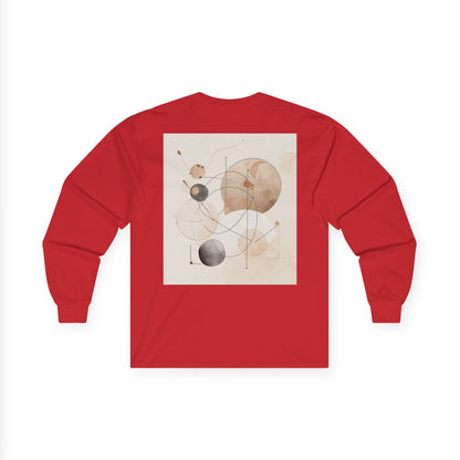 Abstract Geometric Art Long Sleeve Tee — Neutral Circle Composition