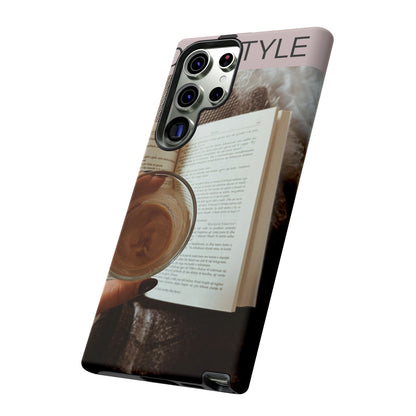 Cozy Reading Phone Case — Coffee &amp; Book Protective Cover