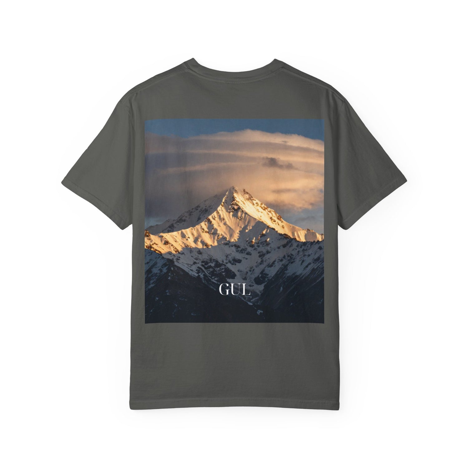 Graphic T-Shirt — Modern Gold Abstract &amp; Mountain Photo Print