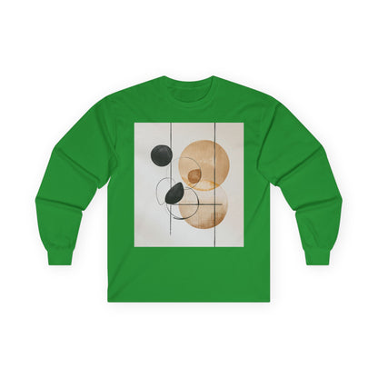 Abstract Geometric Art Long Sleeve Tee — Neutral Circle Composition