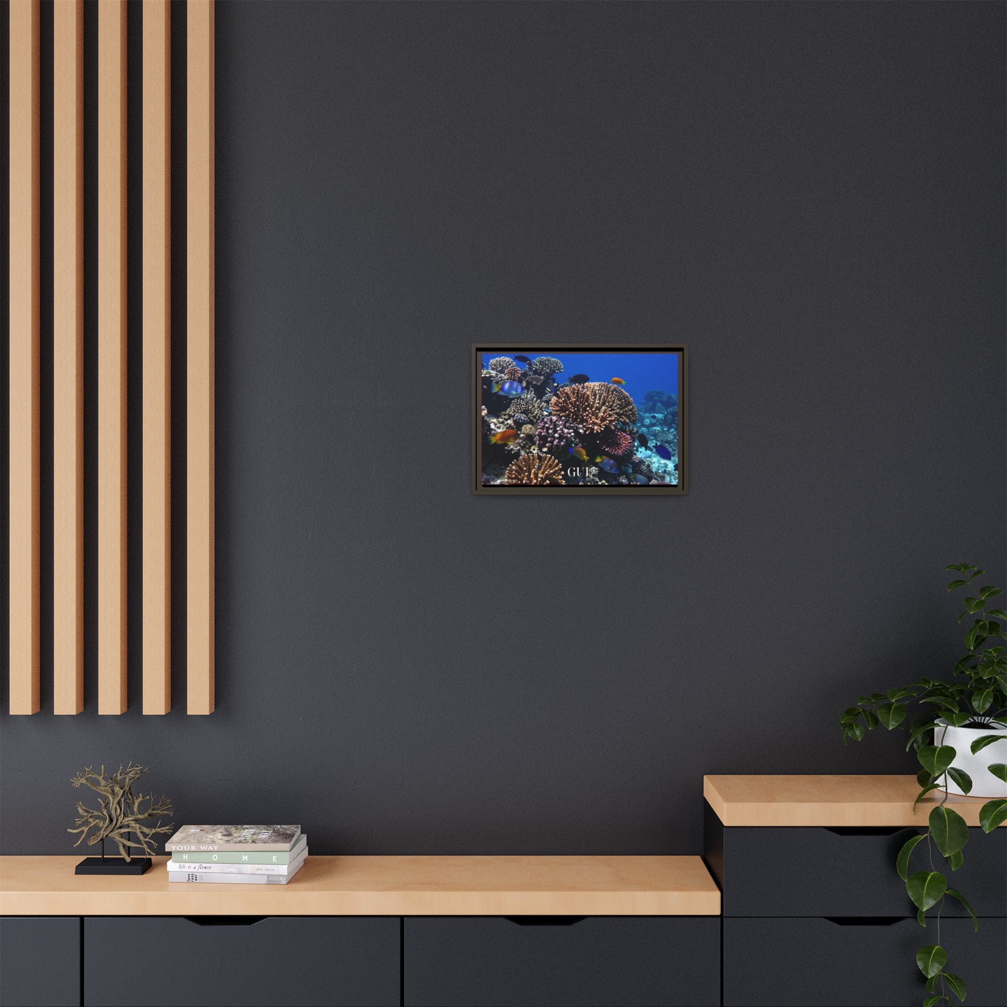 Framed Coral Reef Matte Canvas Wall Art — Tropical Ocean Photography Print