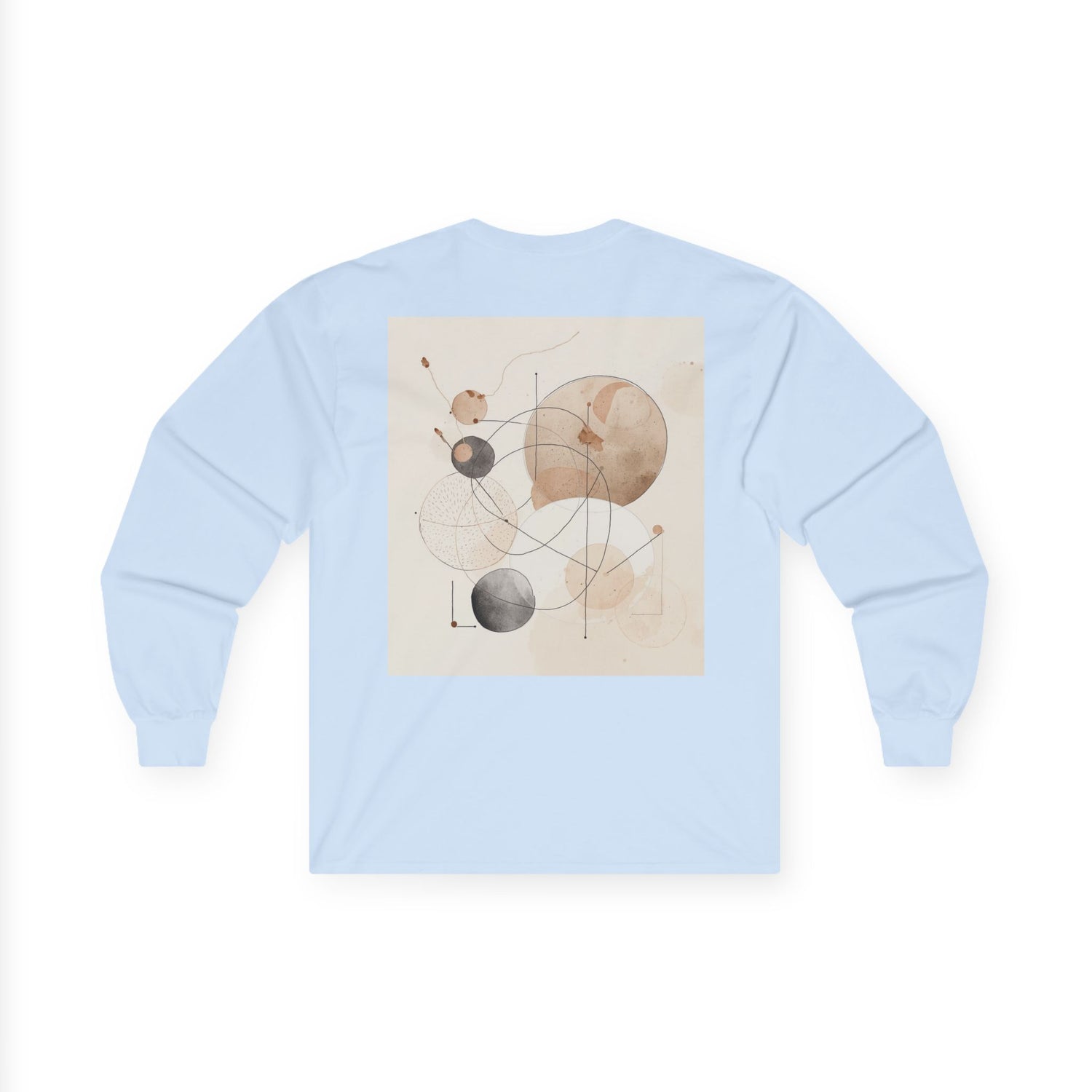Abstract Geometric Art Long Sleeve Tee — Neutral Circle Composition