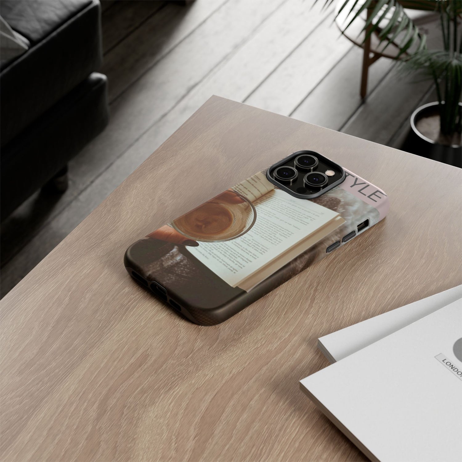 Cozy Reading Phone Case — Coffee &amp; Book Protective Cover