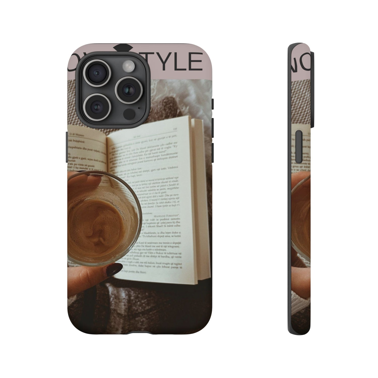 Cozy Reading Phone Case — Coffee &amp; Book Protective Cover