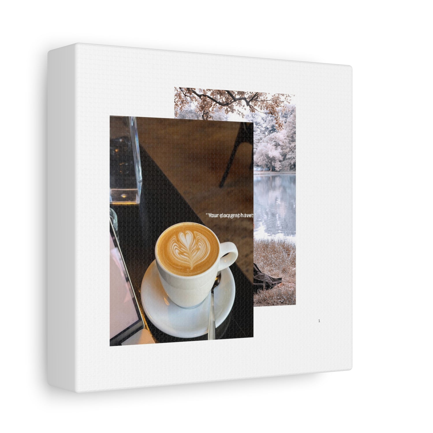 Latte &amp; Landscape Matte Canvas Wall Art — Coffee Shop Photo Collage