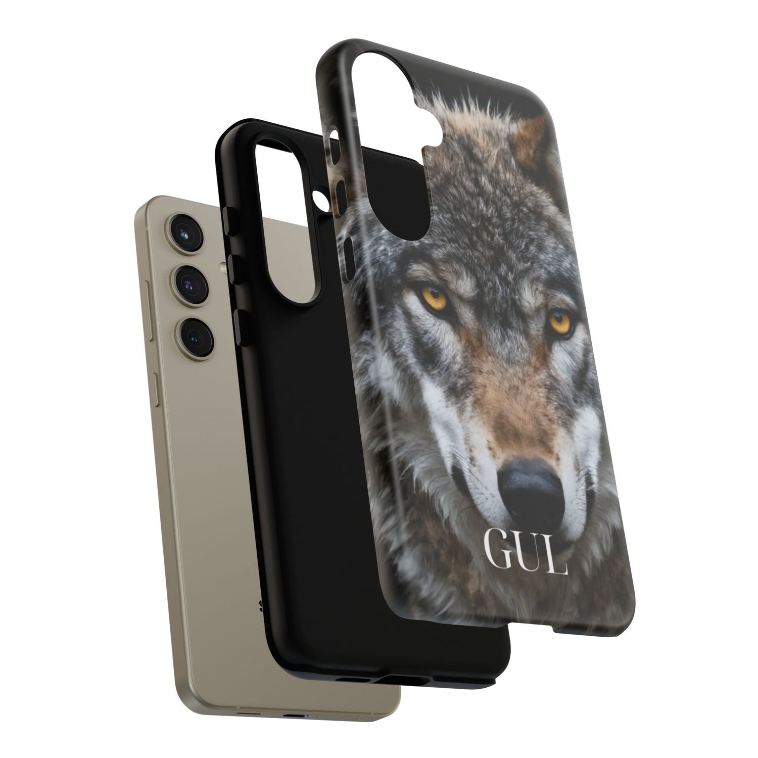 Wolf Eyes Phone Case — Fierce Wildlife iPhone Protective Case with ‘GUL’ Text