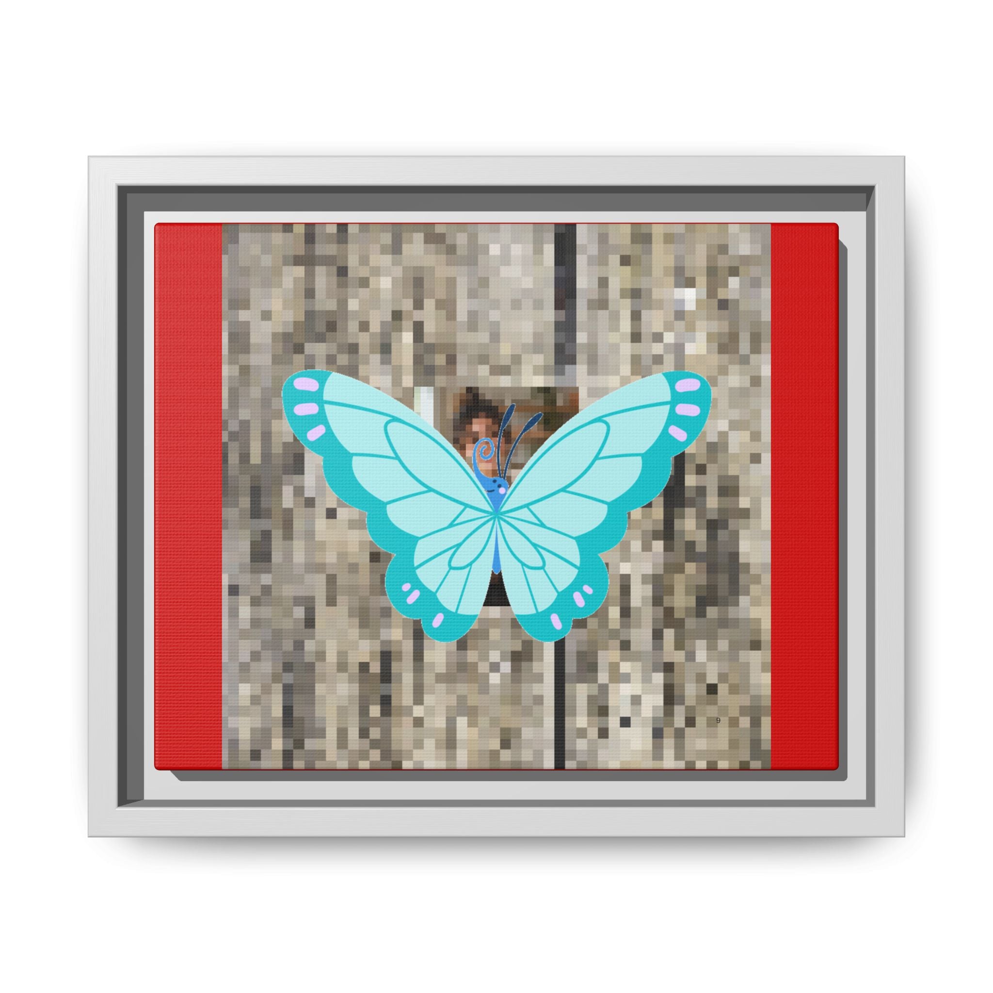 Blue Butterfly Framed Canvas Art – Matte Multi‑Color Wall Print