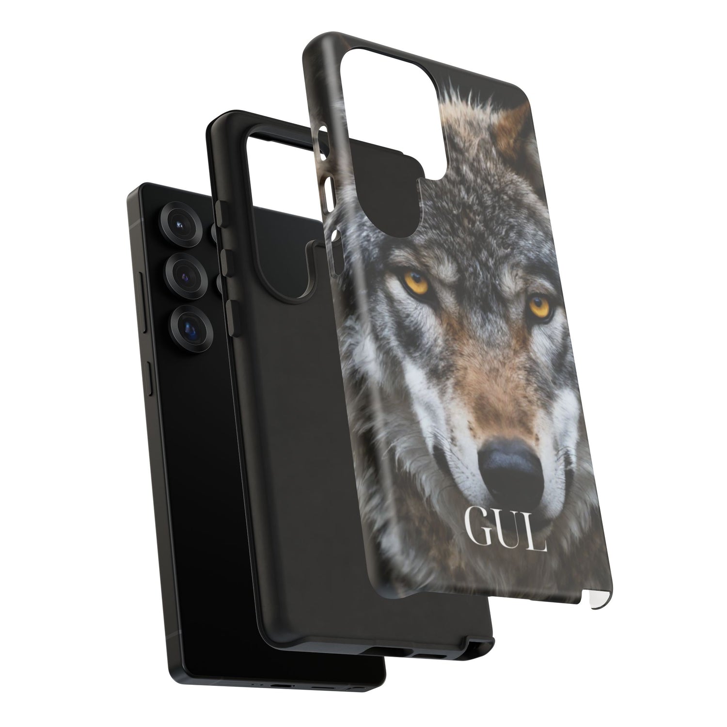 Wolf Eyes Phone Case — Fierce Wildlife iPhone Protective Case with ‘GUL’ Text
