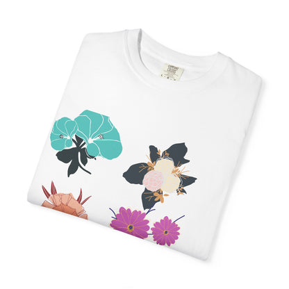 Floral &amp; Tropical Leaves Graphic T-Shirt — Botanical Flower Print Tee