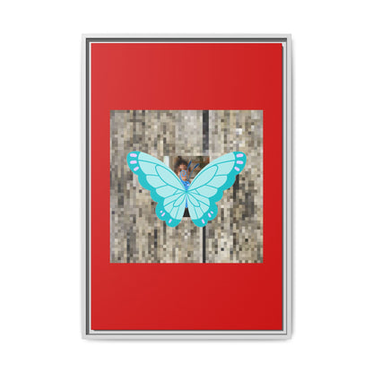 Blue Butterfly Framed Canvas Art – Matte Multi‑Color Wall Print