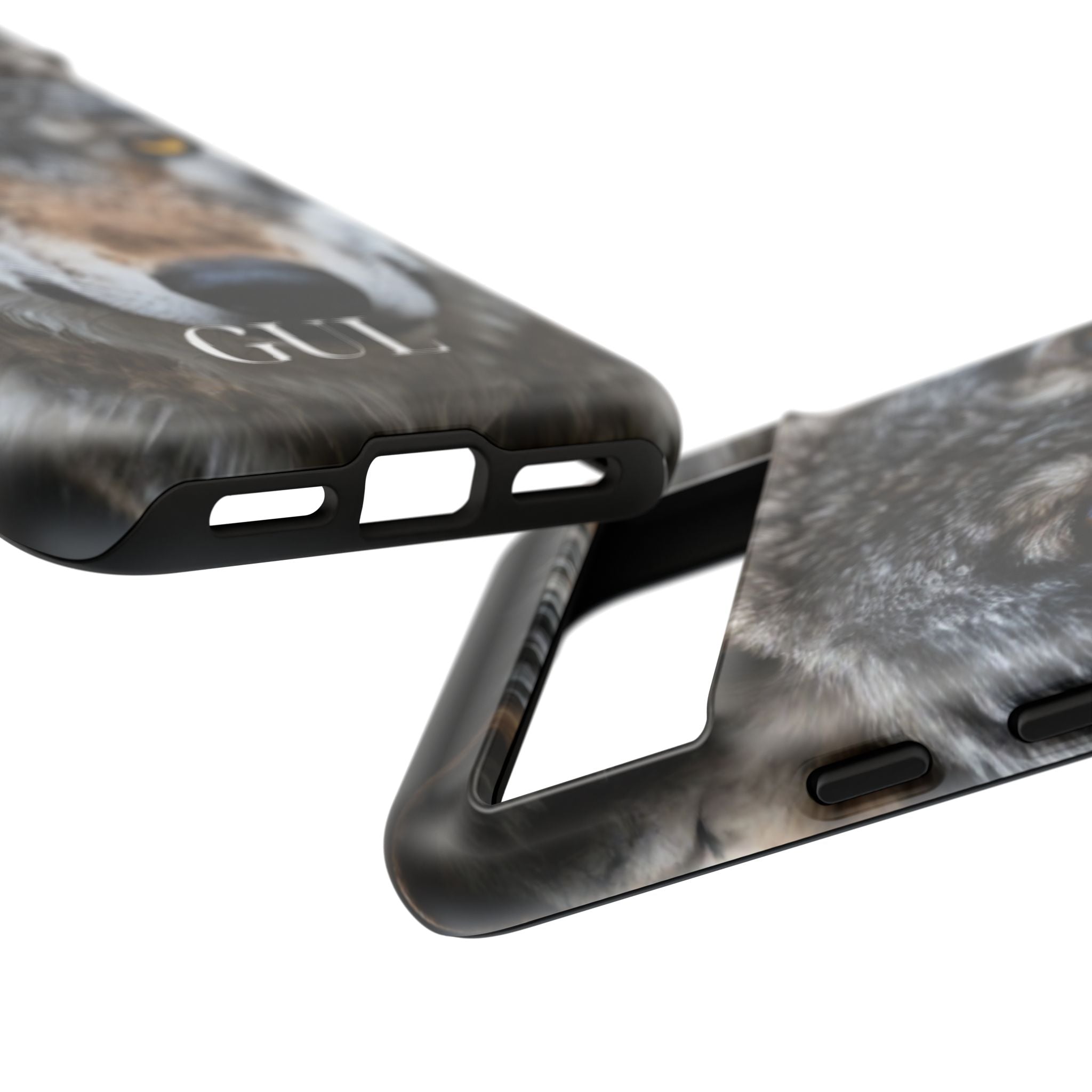 Wolf Eyes Phone Case — Fierce Wildlife iPhone Protective Case with ‘GUL’ Text
