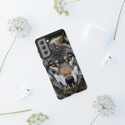 Wolf Eyes Phone Case — Fierce Wildlife iPhone Protective Case with ‘GUL’ Text