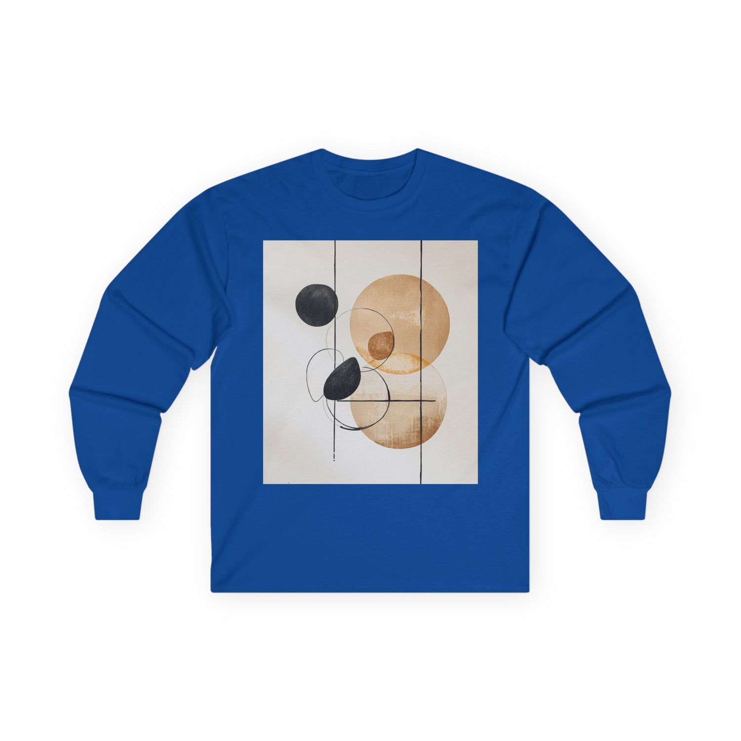 Abstract Geometric Art Long Sleeve Tee — Neutral Circle Composition