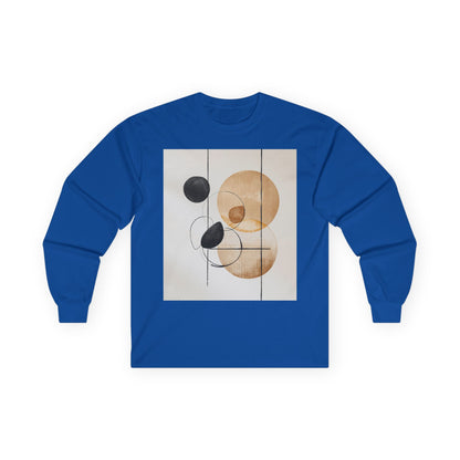 Abstract Geometric Art Long Sleeve Tee — Neutral Circle Composition
