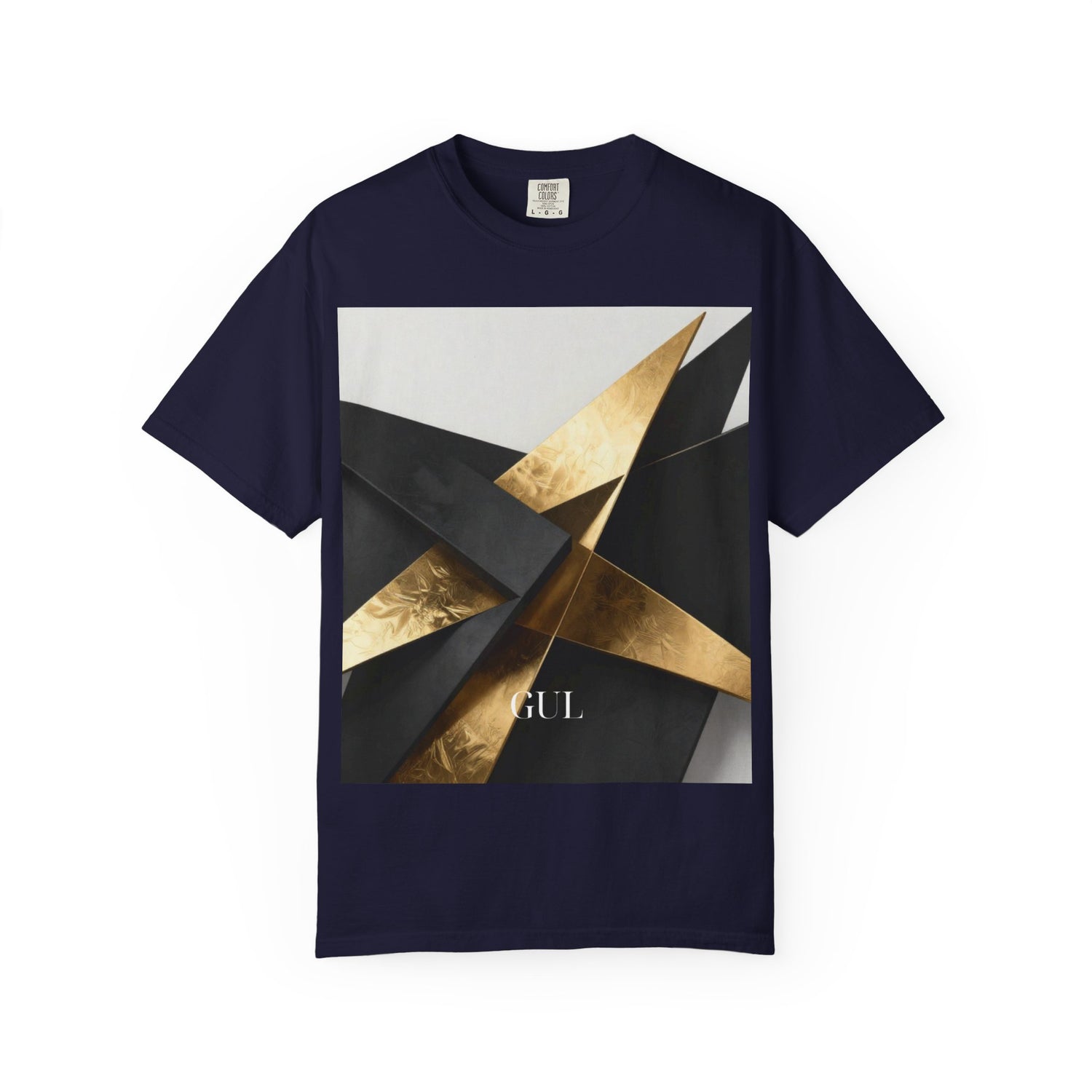 Graphic T-Shirt — Modern Gold Abstract &amp; Mountain Photo Print