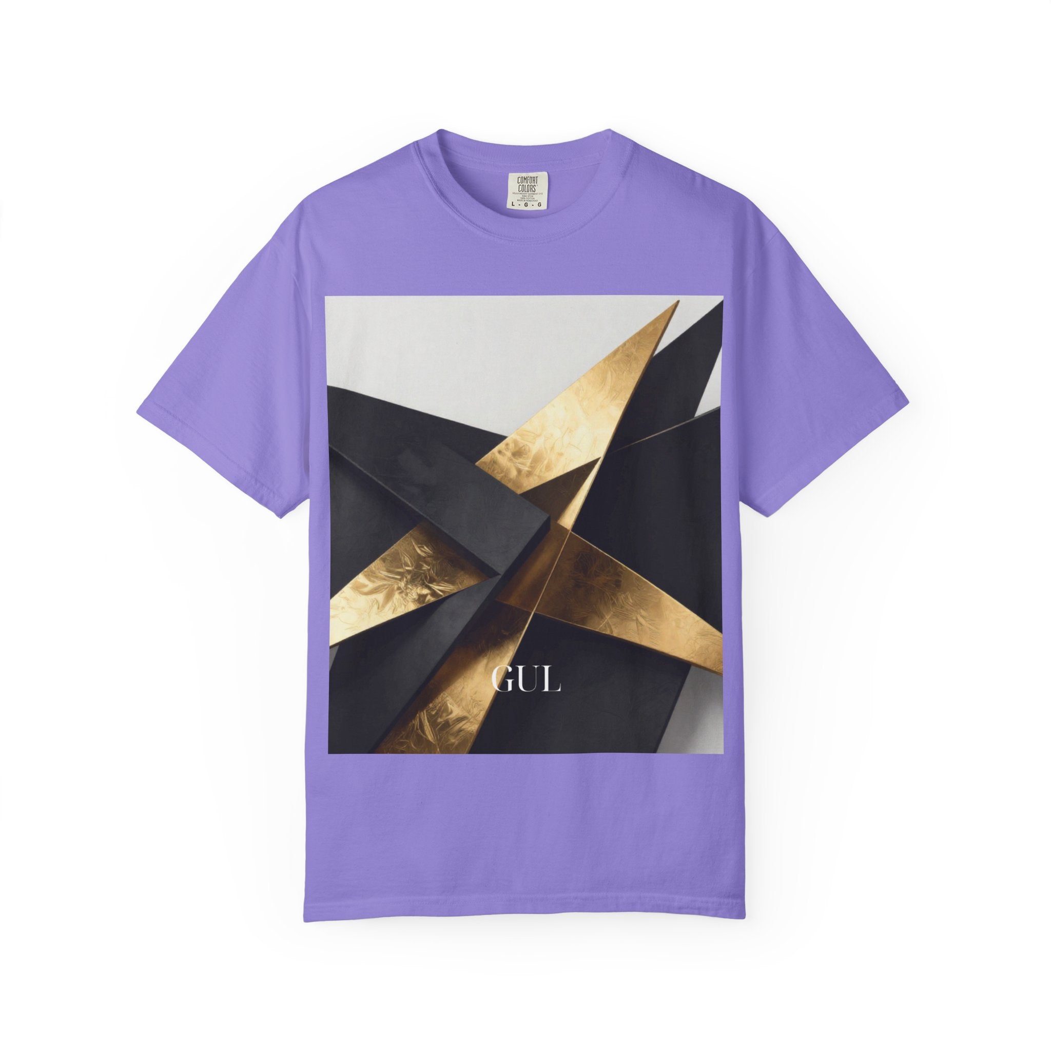Graphic T-Shirt — Modern Gold Abstract &amp; Mountain Photo Print