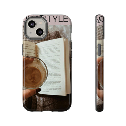 Cozy Reading Phone Case — Coffee &amp; Book Protective Cover