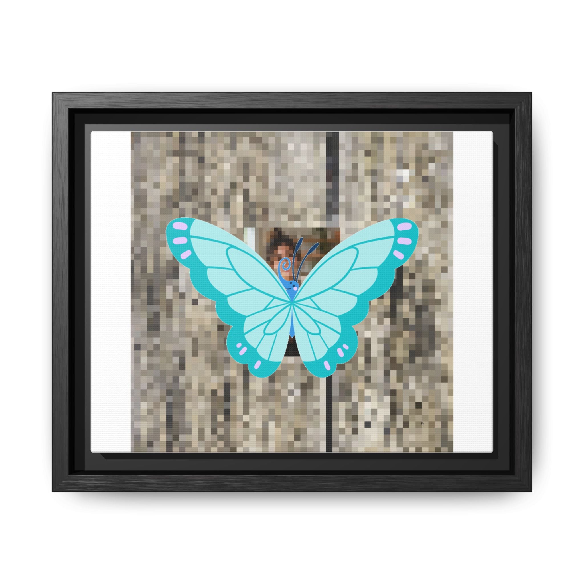 Blue Butterfly Framed Canvas Art — Matte Nature Wall Print