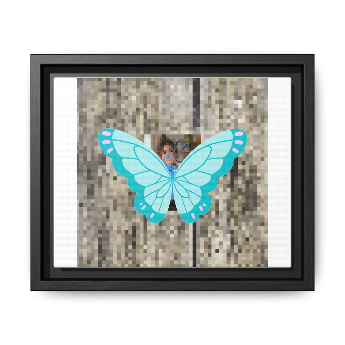 Blue Butterfly Framed Canvas Art — Matte Nature Wall Print