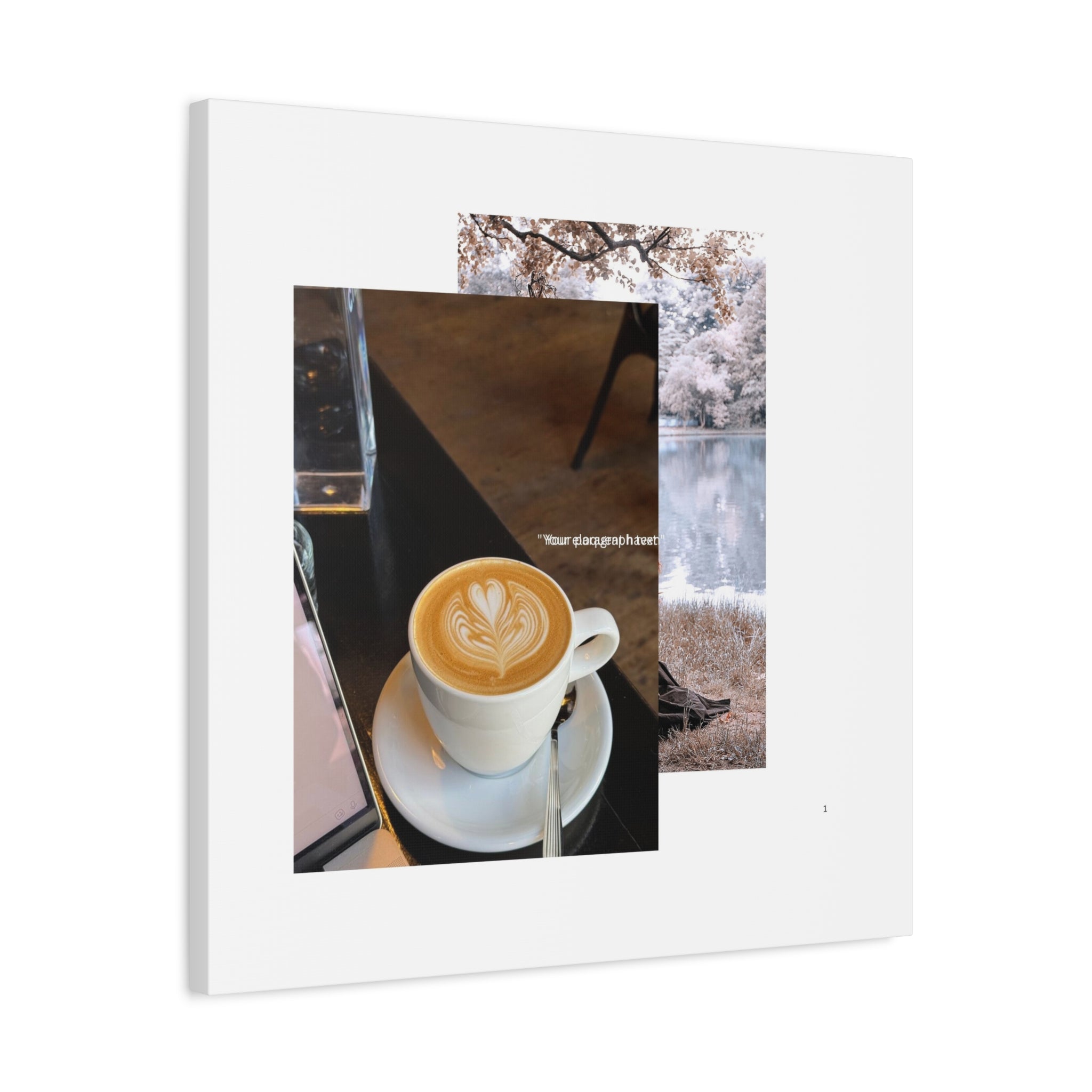 Latte &amp; Landscape Matte Canvas Wall Art — Coffee Shop Photo Collage