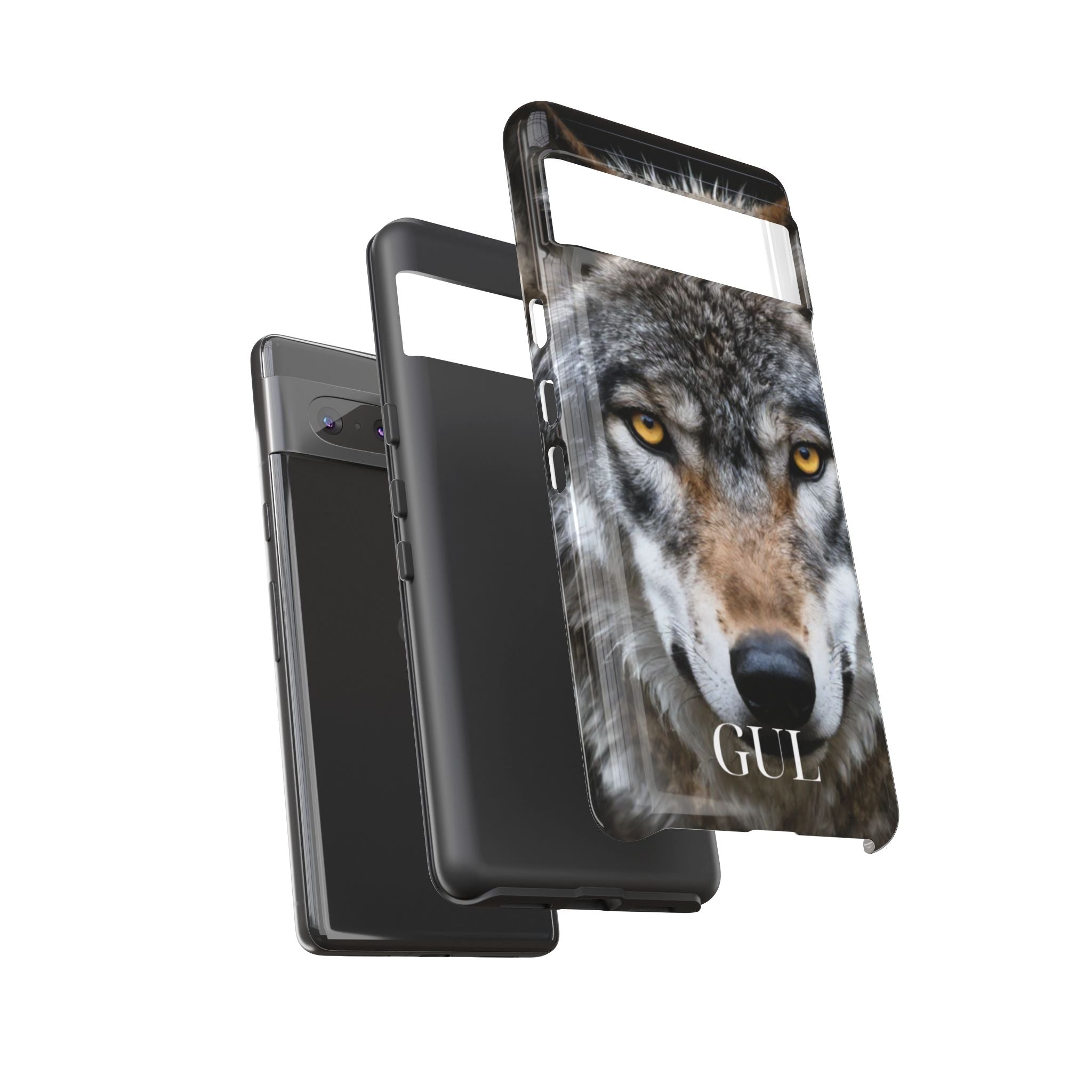 Wolf Eyes Phone Case — Fierce Wildlife iPhone Protective Case with ‘GUL’ Text