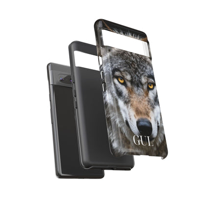 Wolf Eyes Phone Case — Fierce Wildlife iPhone Protective Case with ‘GUL’ Text