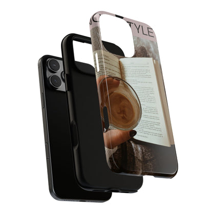 Cozy Reading Phone Case — Coffee &amp; Book Protective Cover